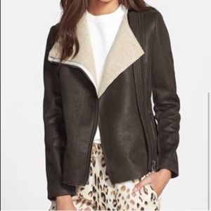 MURAL faux suede shearling moto jacket
